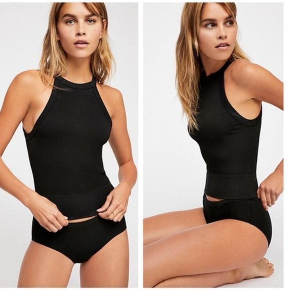 Free People Wide Rib Seamless Cami Black. M/L
